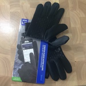 Stretch Fleece Active Men Gloves Fingertips Text